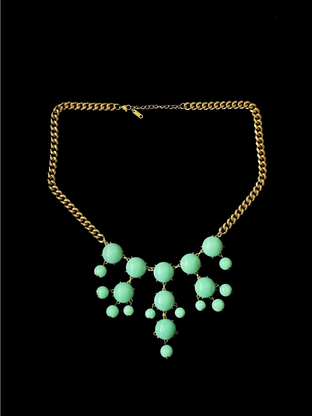 Gold-Tone Mint Green Orb Cluster Statement Necklace